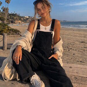 Brandy Melville Hayley Black Denim Overalls S‎ Y2K Retro Streetwear